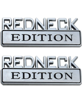 2pcs OEM Redneck Edition Car Emblem Badge 3D Logo Compatible with 150 250F350 Silverado 1500 3inch (Chrome)