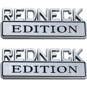 2pcs OEM Redneck Edition Car Emblem Badge 3D Logo Compatible with 150 250F350 Silverado 1500 3inch (Chrome)