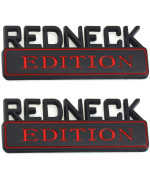 2pcs OEM Redneck Edition Car Emblem Badge 3D Logo Compatible with 150 250F350 Silverado 1500 3inch (Black Red)