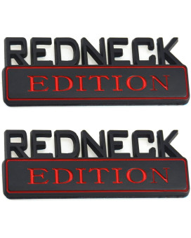 2pcs OEM Redneck Edition Car Emblem Badge 3D Logo Compatible with 150 250F350 Silverado 1500 3inch (Black Red)