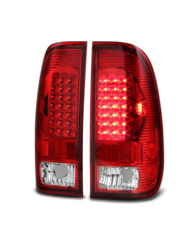 VIPMOTOZ LED Tail Light Lamp Assembly For 1997-2003 Ford F150 & 1999-2007 Ford Superduty F250 F350 Pickup Truck - Rosso Red Lens, Driver and Passenger Side