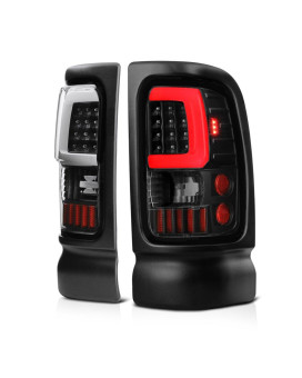 VIPMOTOZ OLED Neon Tube Tail Light Lamp For 1994-2001 Compatible with Dodge RAM 1500 2500 3500 - Matte Black Housing, Driver and Passenger Side