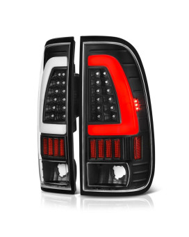 VIPMOTOZ Neon Tube LED Tail Light Lamp Assembly For 1997-2003 Ford F150 & 1999-2007 Ford Superduty F250 F350 Pickup Truck - Matte Black Housing, Driver and Passenger Side