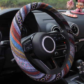 15 inch New Baja Blanket Car Steering Wheel Cover Universal Fit Most Cars Automotive Ethnic Style Coarse Flax Cloth