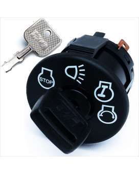 HD Switch Starter Ignition Switch w/Keys fits John Deere L100 L105 L107 L108 L110 L111 L118 L120 L130 125 135 145 155c 190c G110 Tractor Riding Mowers - 4 Key Positions w/Headlight - Free Carabiner