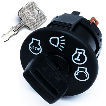 HD Switch Starter Ignition Switch w/Keys fits John Deere L100 L105 L107 L108 L110 L111 L118 L120 L130 125 135 145 155c 190c G110 Tractor Riding Mowers - 4 Key Positions w/Headlight - Free Carabiner