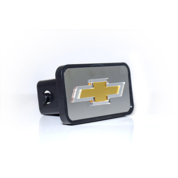 Eurosport Daytona- Compatible with -, Chevrolet Bowtie Euro-Hitch Plug- Stainless Steel Insert with Mirror Outline, Gold Fill