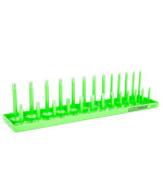 OEMTOOLS 22205 SAE Socket Tray, 3/8 Drive 26 Deep & Shallow Socket Organizer Tray Fits Sockets from 1/4 to 1 Secure Fit Mechanic's Tool Chest & Tool Box Organizer Green