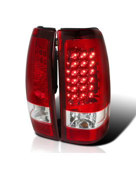 Spec-D Tuning Red Clear Lens LED Tail Lights Compatible with 1999-2002 Chevy Silverado 1500/1500HD/2500/2500HD, Sierra Models Left + Right Pair Assembly