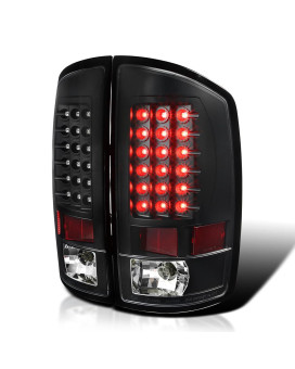 Spec-D Tuning Black Housing LED Tail Lights Compatible with 2002-2006 Dodge Ram 1500/2500/3500, Left + Right Pair Assembly