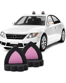 YGMONER Pair of Cat Ears Car Roof Refit Styling EVA Foam 3D Sticker (Black)