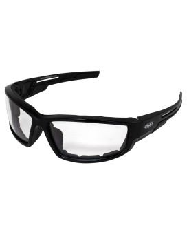 Global Vision Sly Padded Motorcycle Sunglasses Black Frames Dual-Injected Rubber on Temples Clear Lenses