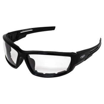 Global Vision Sly Padded Motorcycle Sunglasses Black Frames Dual-Injected Rubber on Temples Clear Lenses