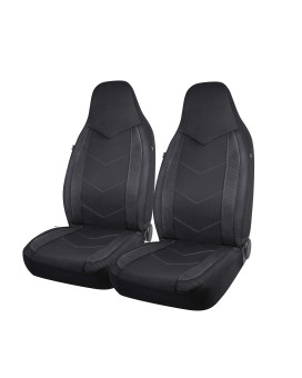 PIC AUTO High Back Front Car Seat Covers - Sports Carbon Fiber Mesh Design, Universal Fit, Airbag Compatible (Black)