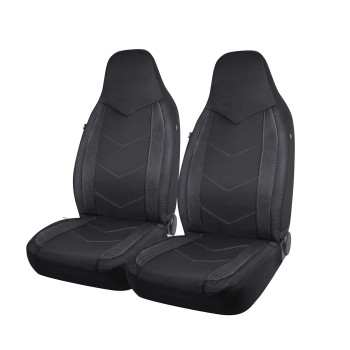 PIC AUTO High Back Front Car Seat Covers - Sports Carbon Fiber Mesh Design, Universal Fit, Airbag Compatible (Black)