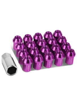 DNA MOTORING LN-ZTL-9018-125-PP 20Pcs M12 x 1.25 25mm OD/35mm Height Close End Lug Nuts w/Deep Drive Extension Adapter, Purple