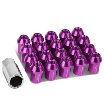 DNA MOTORING LN-ZTL-9018-125-PP 20Pcs M12 x 1.25 25mm OD/35mm Height Close End Lug Nuts w/Deep Drive Extension Adapter, Purple