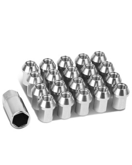 DNA MOTORING LN-ZTL-9018-125-SL 20Pcs M12 x 1.25 25mm OD/35mm Height Close End Lug Nuts w/Deep Drive Extension Adapter, Silver