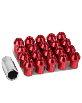 DNA MOTORING LN-ZTL-9018-125-RD 20Pcs M12 x 1.25 25mm OD/35mm Height Close End Lug Nuts w/Deep Drive Extension Adapter, Red