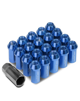 DNA MOTORING LN-ZTL-9019-15-BL 20Pcs M12 x 1.5 Close End Wheel Lug Nuts w/Deep Drive Extension Adapter, 25mm OD/50mm H, Blue