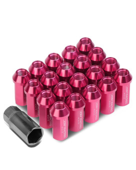 DNA MOTORING LN-ZTL-9019-15-PK 20Pcs M12 x 1.5 Close End Wheel Lug Nuts w/Deep Drive Extension Adapter, 25mm OD/50mm H, Pink