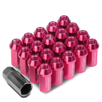 DNA MOTORING LN-ZTL-9019-15-PK 20Pcs M12 x 1.5 Close End Wheel Lug Nuts w/Deep Drive Extension Adapter, 25mm OD/50mm H, Pink