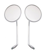 Earlyred Rear View Mirror 10mm Chrome Motorcycle Scooter Round Mirrors for Honda CB 350 450 550 600 650 750 900 Silver 1 Pair