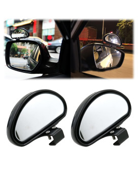 Xotic Tech Blind Spot Mirror, 4.5'' Black Half Oval Adjustable Wide Angle Rear View Mirror, Universal for Car SUVs Truck Motorcycle (2pcs)