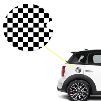 Xotic Tech Gas Cap Ultra Thick Checkered Racing Flag Plastic Vinyl Sticker Pattern Compatible with Mini Cooper(Black/White)