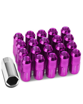 DNA MOTORING LN-ZTL-9020-15-PP 20Pcs Closed End Design M12 x 1.5 Aluminum Alloy Wheel Lug Nuts + Deep Drive Extension Adapter, 20mm OD/50mm Height (Purple)