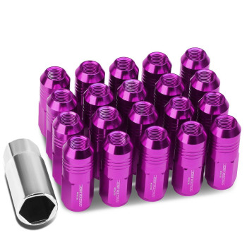 DNA MOTORING LN-ZTL-9020-15-PP 20Pcs Closed End Design M12 x 1.5 Aluminum Alloy Wheel Lug Nuts + Deep Drive Extension Adapter, 20mm OD/50mm Height (Purple)