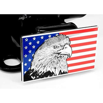 eVerHITCH USA Eagle Flag Emblem Metal Trailer Hitch Cover (Fits 2 Receiver, Color Flag)