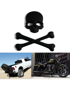 Xotic Tech Skeleton Crossbones Bones Skull Sticker Emblem Badge Decal for All Car/SUV/Motorcycle/Boat/Cruisers/Chopper (Matte Black 3D Metal)