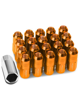 DNA MOTORING LN-ZTL-9020-15-OR 20Pcs Closed End Design M12 x 1.5 Aluminum Alloy Wheel Lug Nuts + Deep Drive Extension Adapter, 20mm OD/50mm Height (Orange)