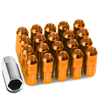 DNA MOTORING LN-ZTL-9020-15-OR 20Pcs Closed End Design M12 x 1.5 Aluminum Alloy Wheel Lug Nuts + Deep Drive Extension Adapter, 20mm OD/50mm Height (Orange)