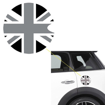 Xotic Tech 1x Black Gray Union Jack UK Flag Pattern Vinyl Sticker Decal Compatible with Mini Cooper Gas Cap Cover