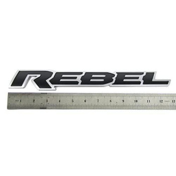 1pc OEM 13 Inches Rebel Tailgate Emblem Badge 3D Nameplate Replacement for 1500 2500 3500 Silver Black