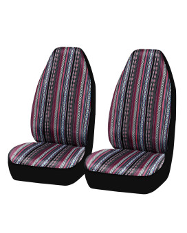 CAR Pass Baja Saddle Blanket Boho Paisley Stripes Ethnic Style car seat Covers, Universal Fit for Various Vehicles Car,SUV,Sedan,Truck,Jeep,Airbag Compatible Two Front Seat Only,Black & Purple