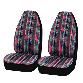 CAR Pass Baja Saddle Blanket Boho Paisley Stripes Ethnic Style car seat Covers, Universal Fit for Various Vehicles Car,SUV,Sedan,Truck,Jeep,Airbag Compatible Two Front Seat Only,Black & Purple