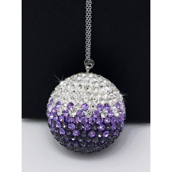 Bling Car Decor Purple Crystal Ball Car Rear View Mirror Charm, Purple Ombre Rhinestone Hanging Car Ornament, Bling Car Accessories, Crystal Sun Catcher Ornament Car Glam Decoration Charm (Purple)