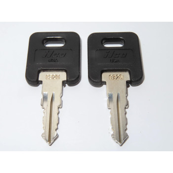 Global Link RVs Motorhome Trailer Keys 2 ILCO Black TOP Keys Cut to Key/Lock Number from G301 to G351 ILCO FIC3P Black TOP Keys Keys for Global Link Lock G320