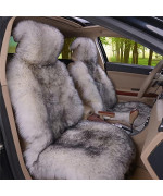 Gracefur Genuine Australia Sheepskin Car Seat Cover Luxury Long Wool Front Seat Covers Fits Most Car, Truck, SUV, or Van 1 Piece (Grey)