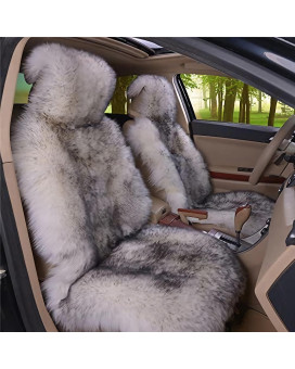 Gracefur Genuine Australia Sheepskin Car Seat Cover Luxury Long Wool Front Seat Covers Fits Most Car, Truck, SUV, or Van 1 Piece (Grey)