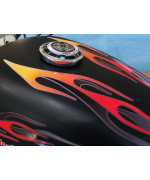 Flame Decals for Harley Davidson Sportster & All Motorcycles - No. 7 Layered Flames - Tangerine/Cherry Red/Smoke - 7pc. Set