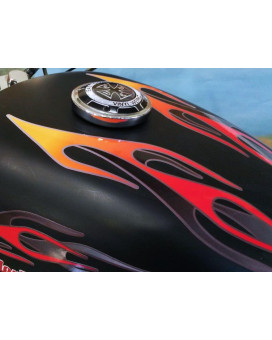 Flame Decals for Harley Davidson Sportster & All Motorcycles - No. 7 Layered Flames - Tangerine/Cherry Red/Smoke - 7pc. Set