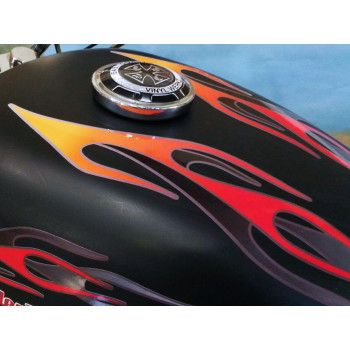 Flame Decals for Harley Davidson Sportster & All Motorcycles - No. 7 Layered Flames - Tangerine/Cherry Red/Smoke - 7pc. Set