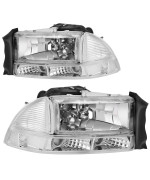 AUTOSAVER88 Headlight Assembly Compatible with 1998 1999 2000 2001 2002 2003 2004 Dodge Dakota 98-03 Dodge Durango Headlamp Replacement Clear Lens