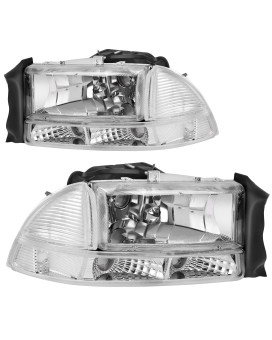 AUTOSAVER88 Headlight Assembly Compatible with 1998 1999 2000 2001 2002 2003 2004 Dodge Dakota 98-03 Dodge Durango Headlamp Replacement Clear Lens