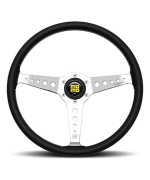 MOMO Motorsport California Heritage Steering Wheel Black Leather Grip Polished Spoke White Stitch 360mm - CAL36BK2S