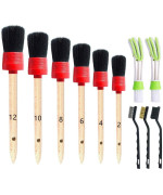 Nurkul 11 Pieces Auto Detailing Brush Set for Cleaning Interior, Exterior, Leather, Including 6 pcs Car Detailing Brushes, 3 pcs Wire Brush and 2 pcs Automotive Air Conditioner Brush